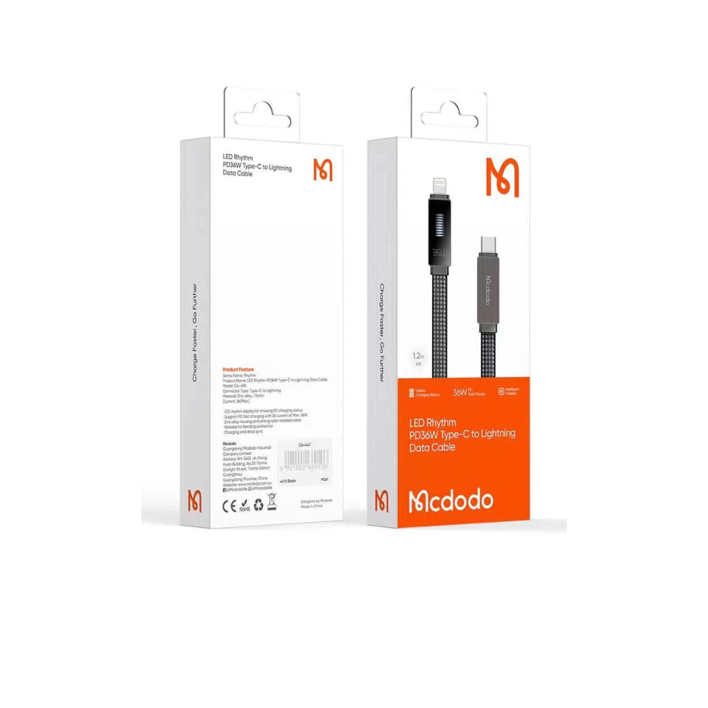Mcdodo 447 Rhythm Type C to Type C 100W E-mark PD Fast Charging Speed Cable LED Display Charger Cable Mcdodo 447 Rhythm Type C to Type C 100W E-mark PD Fast Charging Speed Cable LED Display Charger Cable